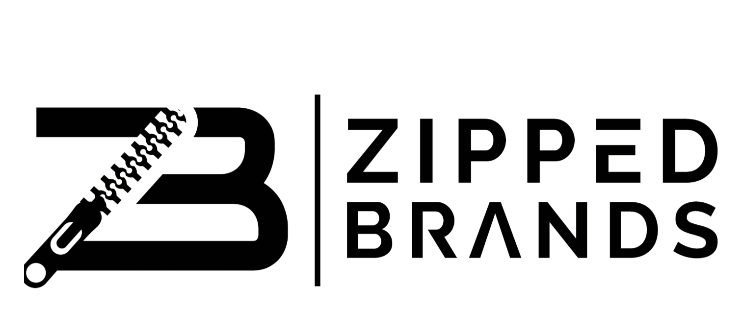 Logo of Zipped Brands with a stylized zipper graphic on a white background